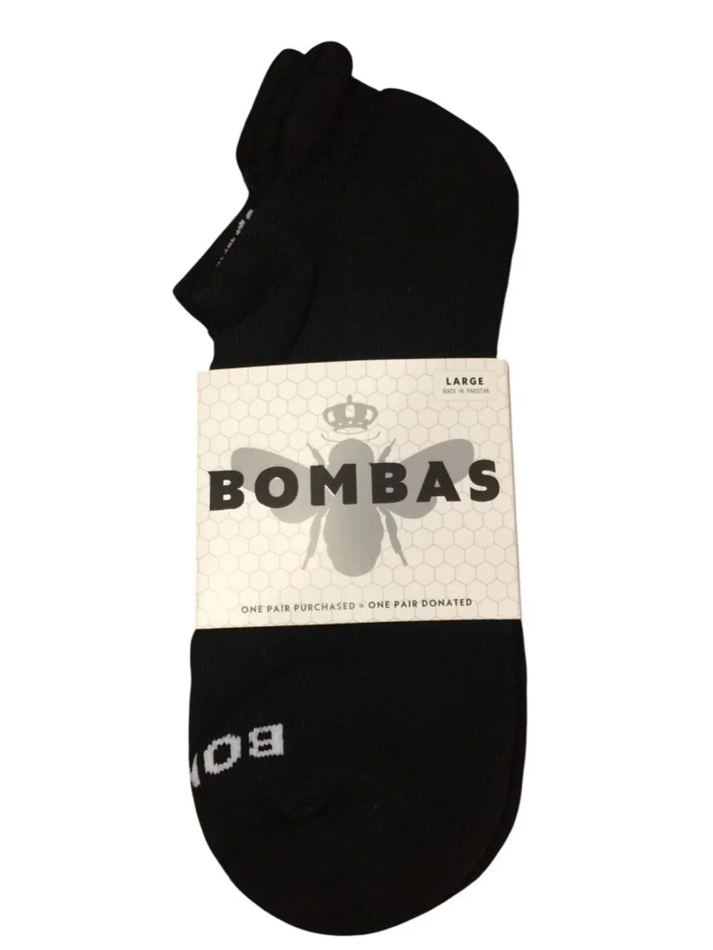Bombas Men's Large Low Cut Tab Heel Black Socks